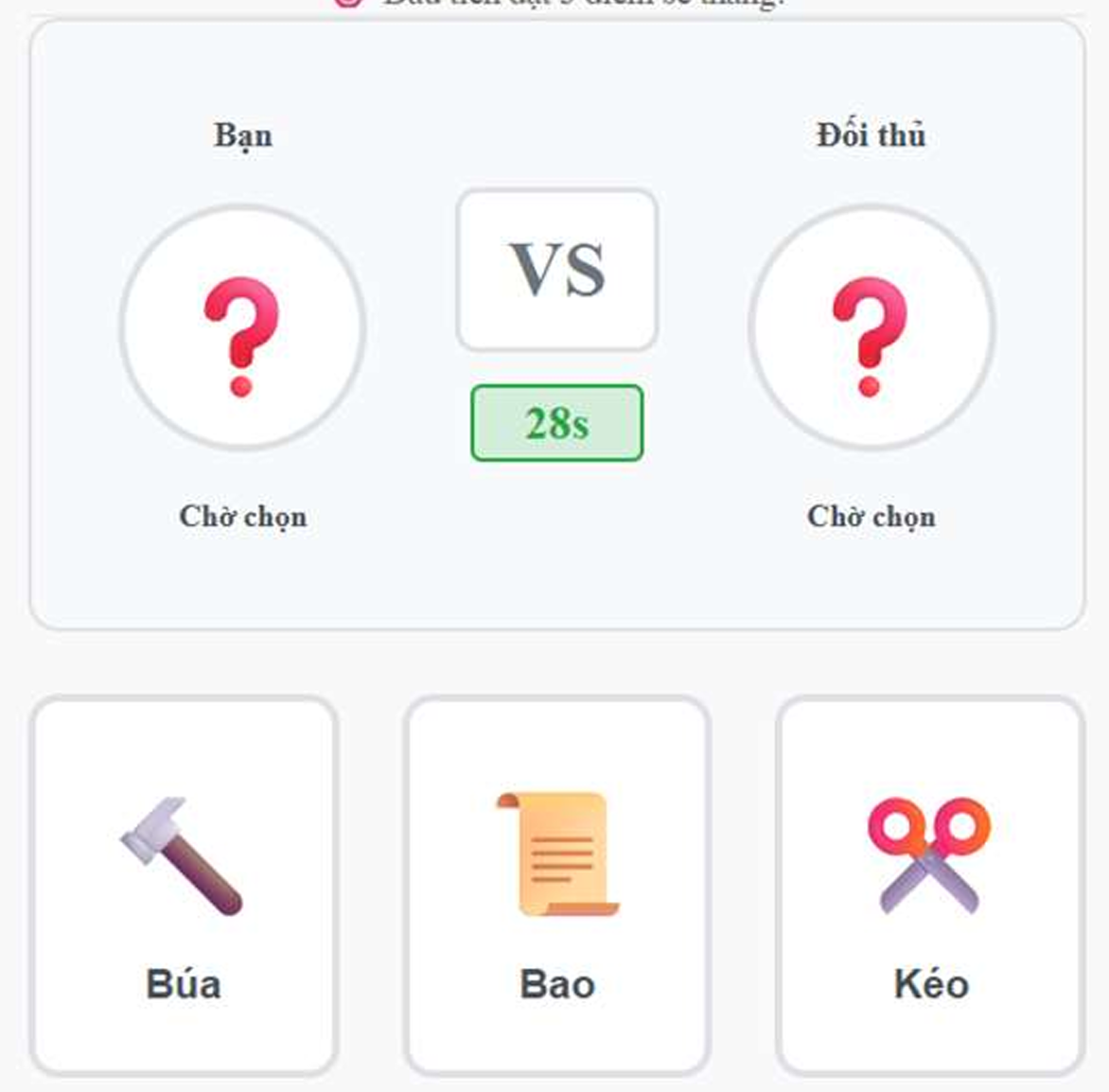 Giao diện trò chơi Rock Paper Scissors